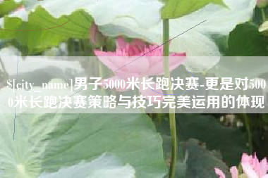 金坛男子5000米长跑决赛-更是对5000米长跑决赛策略与技巧完美运用的体现